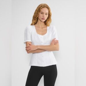 Aritzia Masquerade Linen new Organic linen scoopneck blouse Size 2XS